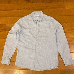 M&S Light Blue Pure Linen Men's Shirt Size M